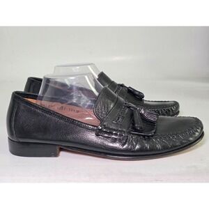 Brass Boot Men's Loafers Size 10.5 M Black Leather Tassel Slip On Dress Shoes